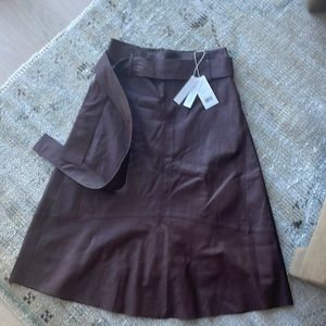 Vince Oxblood leather midi skirt NWT
